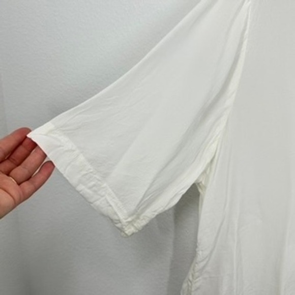 J. Crew‎ Womens XL White Viscose Collared 3/4 Sleeve Top Blouse - Picture 5 of 8